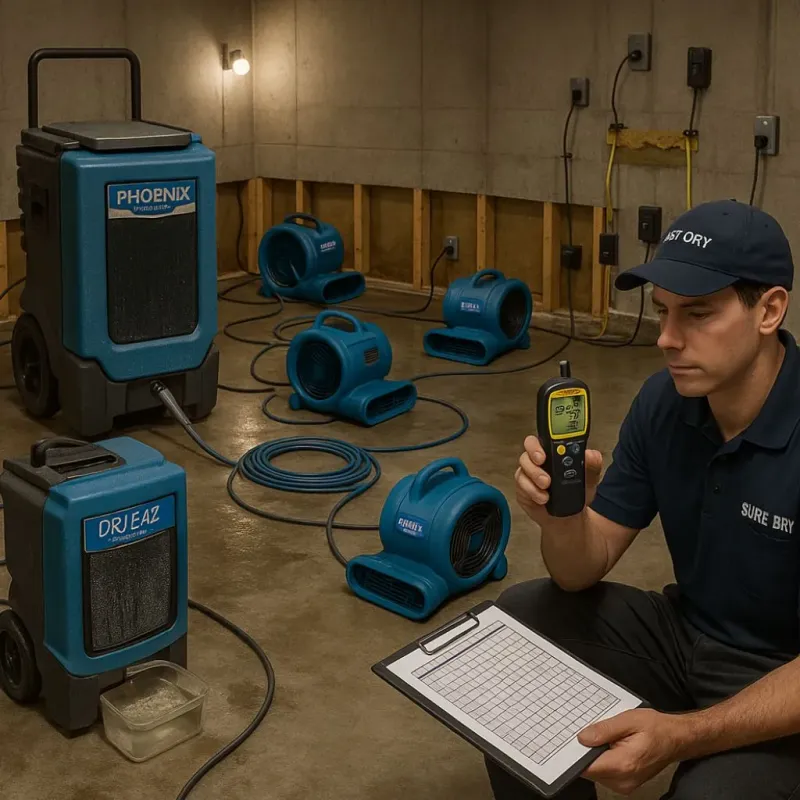 Structural Drying and Dehumidification process in Lakeside, CA